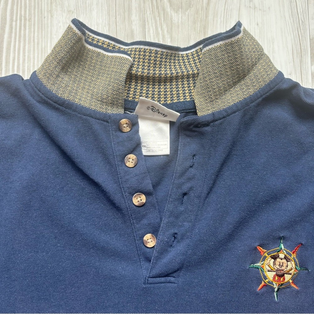 Walt Disney World Tour Mickey Mouse Nautical Polo Shirt Men’s XXL Navy Vintage